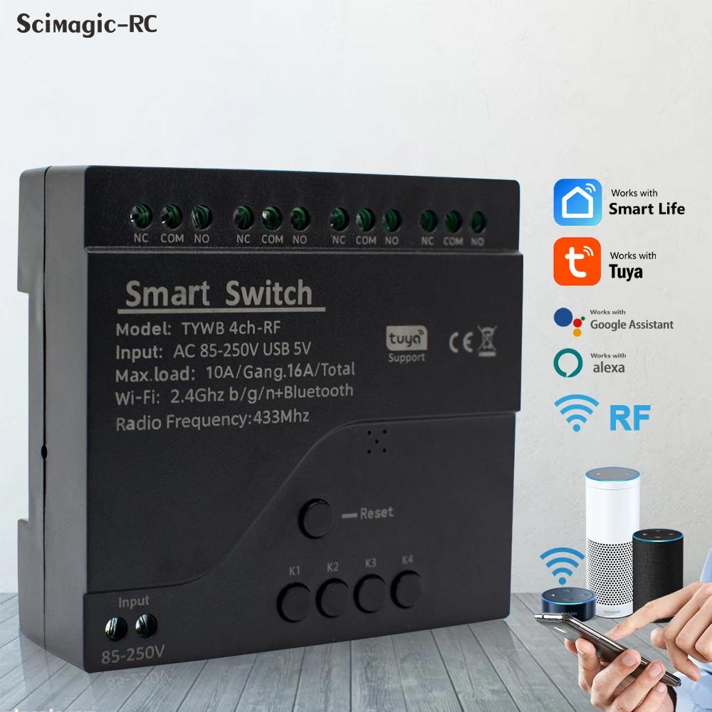 ο 4CH Tuya  Ʈ ġ WIFI   USB 5V DC 7-32V AC 220V 85-250V RF433Mhz    ġ Alexa